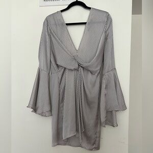 MISSGUIDED Long Sleeve Ruffle Wrap Mini Dress